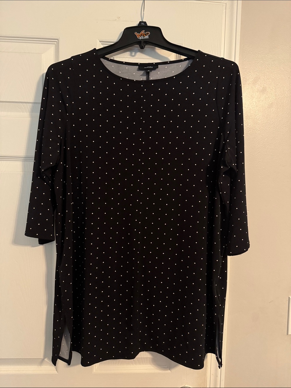 Alfani Black and White Polka Dot Tunic Top